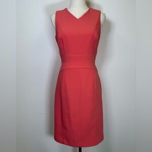 White House Black Market Sleeveless V-Neck Sheath Dress Coral Pink Womens Size 2